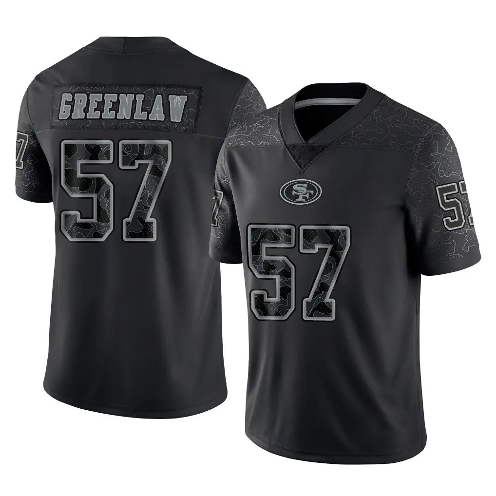 PETTCS SF.49ers #57 Dre Greenlaw Player Black Limited Reflective Home Game Stitched Jerseys
