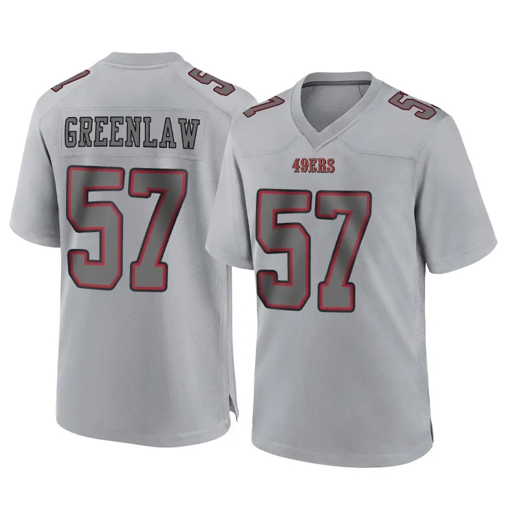 PETTCS SF.49ers #57 Dre Greenlaw Player Gray Atmosphere Fashion Home Game Stitched Jerseys