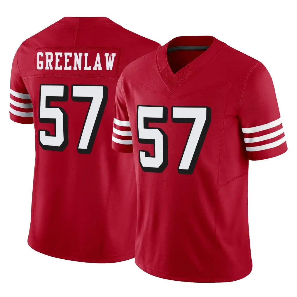 PETTCS SF.49ers #57 Dre Greenlaw Player Red Limited Alternate Vapor F.U.S.E. Home Game Stitched Jerseys