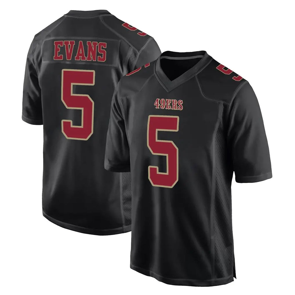 PETTCS SF.49ers #5 Mike Evans Player Black Fashion Home Game Stitched Jerseys