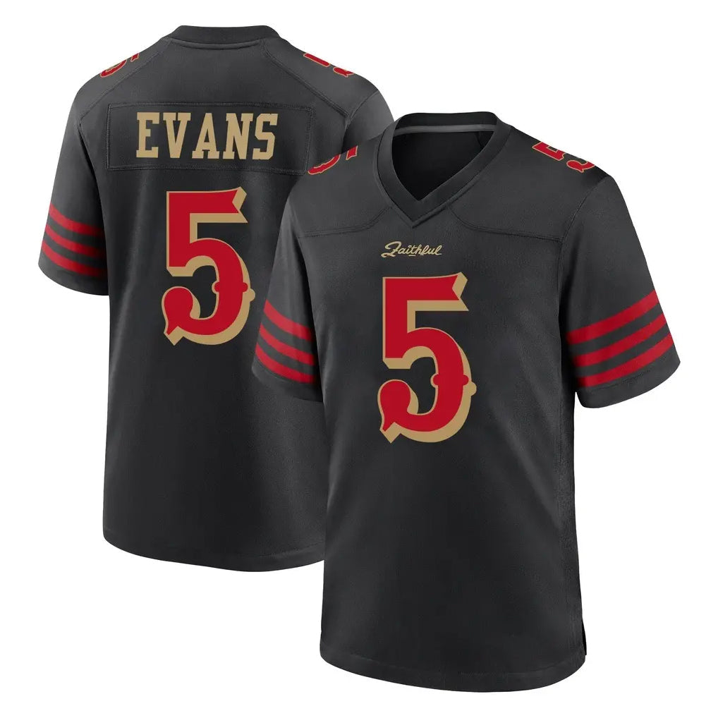 PETTCS SF.49ers #5 Mike Evans Player Black Rivalries Collection Home Game Stitched Jerseys