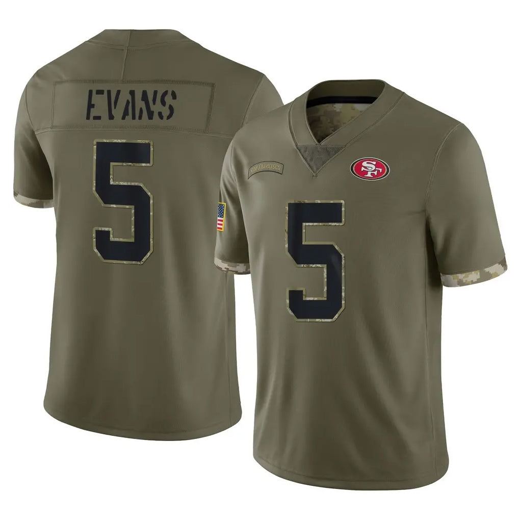 PETTCS SF.49ers #5 Mike Evans Player Olive Limited Salute To Service Home Game Stitched Jerseys