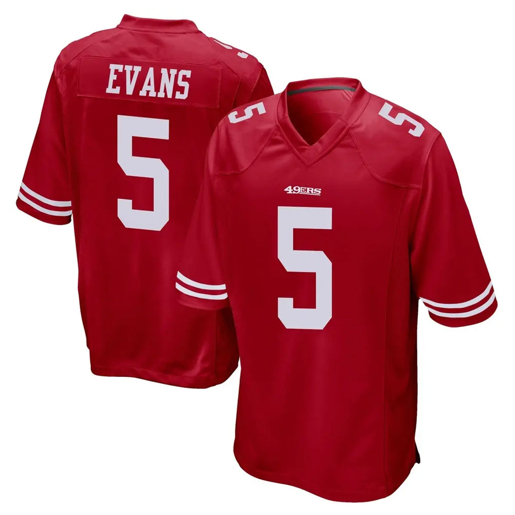 PETTCS SF.49ers #5 Mike Evans Player Red Home Game Stitched Jerseys