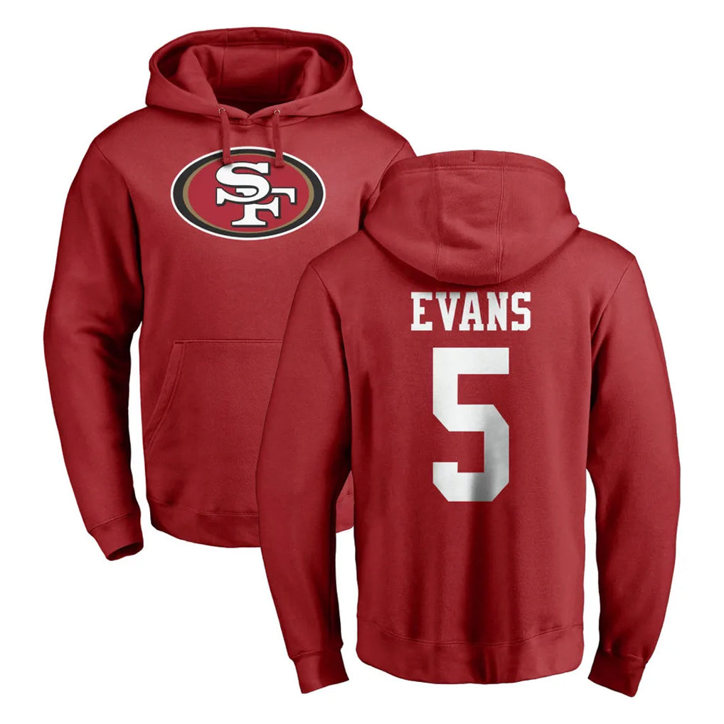PETTCS SF.49ers #5 Mike Evans Player Red LOGO Pullover Hoodies Home Game Stitched Jerseys
