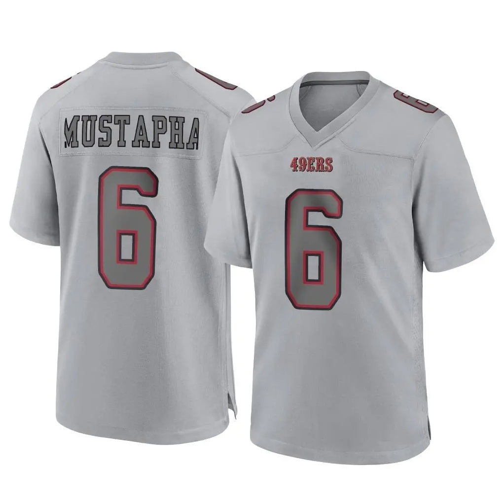 PETTCS SF.49ers #6 Malik Mustapha Player Gray Atmosphere Fashion Home Game Stitched Jerseys