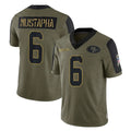 PETTCS SF.49ers #6 Malik Mustapha Player Olive Salute To Service Limited Game Stitched Jerseys