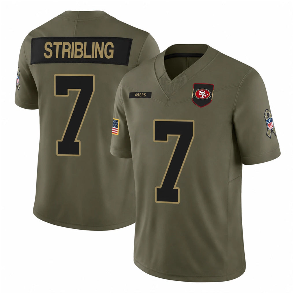 PETTCS SF.49ers #7 De'Zhaun Stribling Player Olive 2025 Salute To Service Limited Home Game Stitched Jerseys