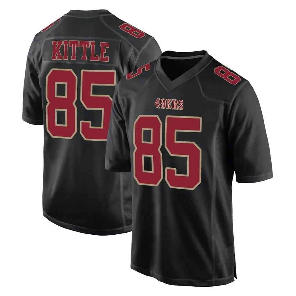 PETTCS SF.49ers #85 George Kittle Player Black Fashion Home Game Stitched Jerseys