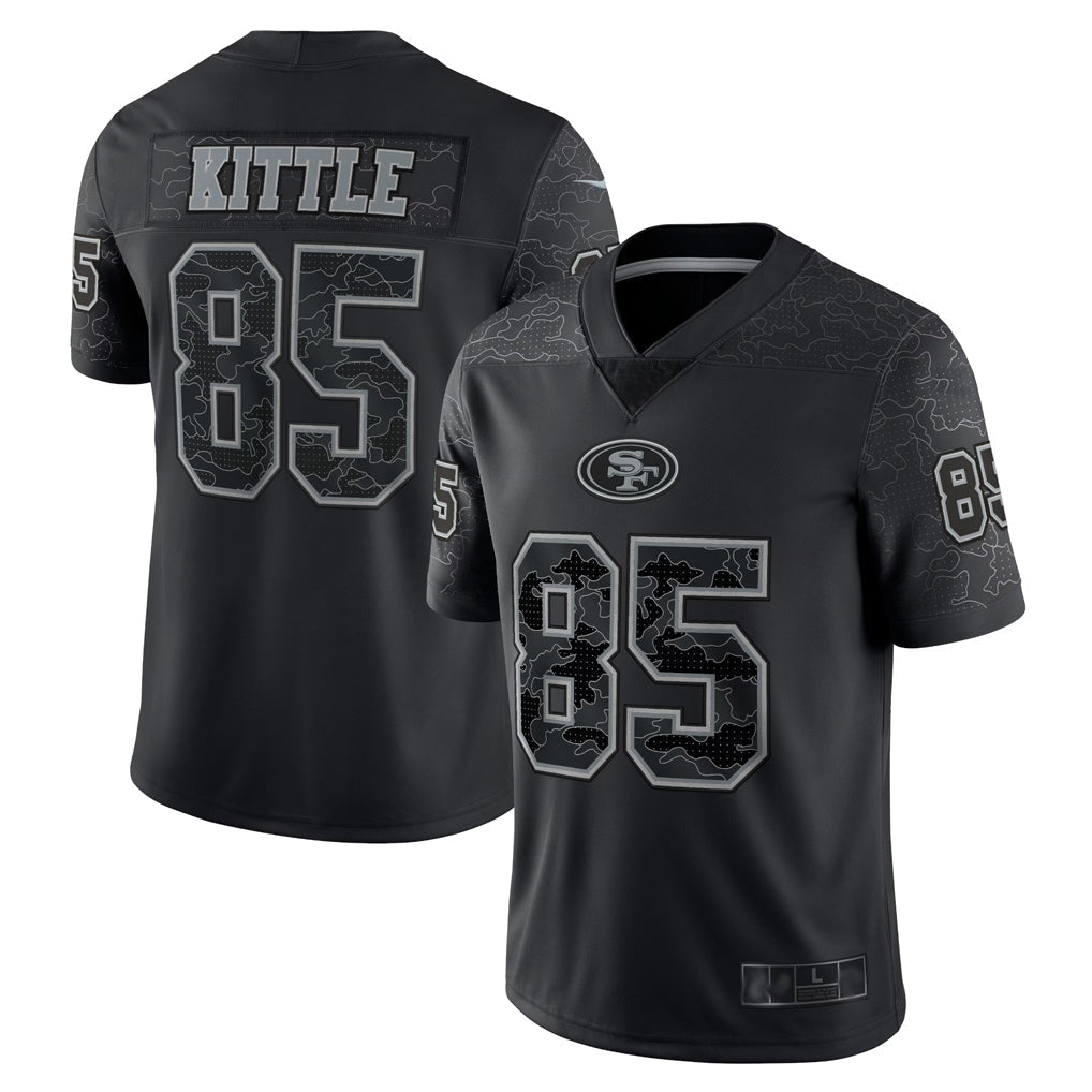 PETTCS SF.49ers #85 George Kittle Player Black RFLCTV Limited Stitched Jerseys