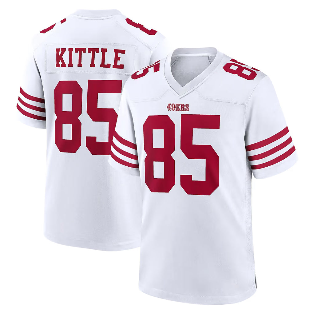 PETTCS SF.49ers #85 George Kittle Player White Game Home Stitched Jerseys
