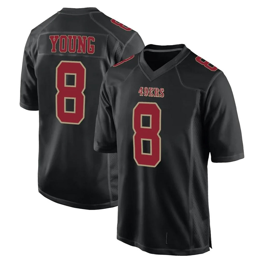 PETTCS SF.49ers #8 Steve Young Player Black Fashion Game Football Jerseys