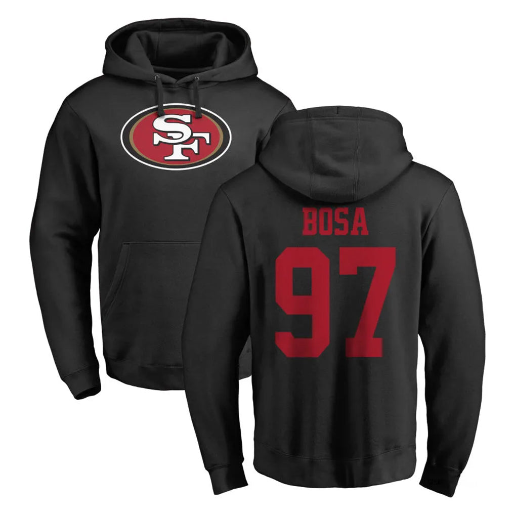 PETTCS SF.49ers #97 Nick Bosa Player Black LOGO Pullover Hoodies Home Game Stitched Jerseys