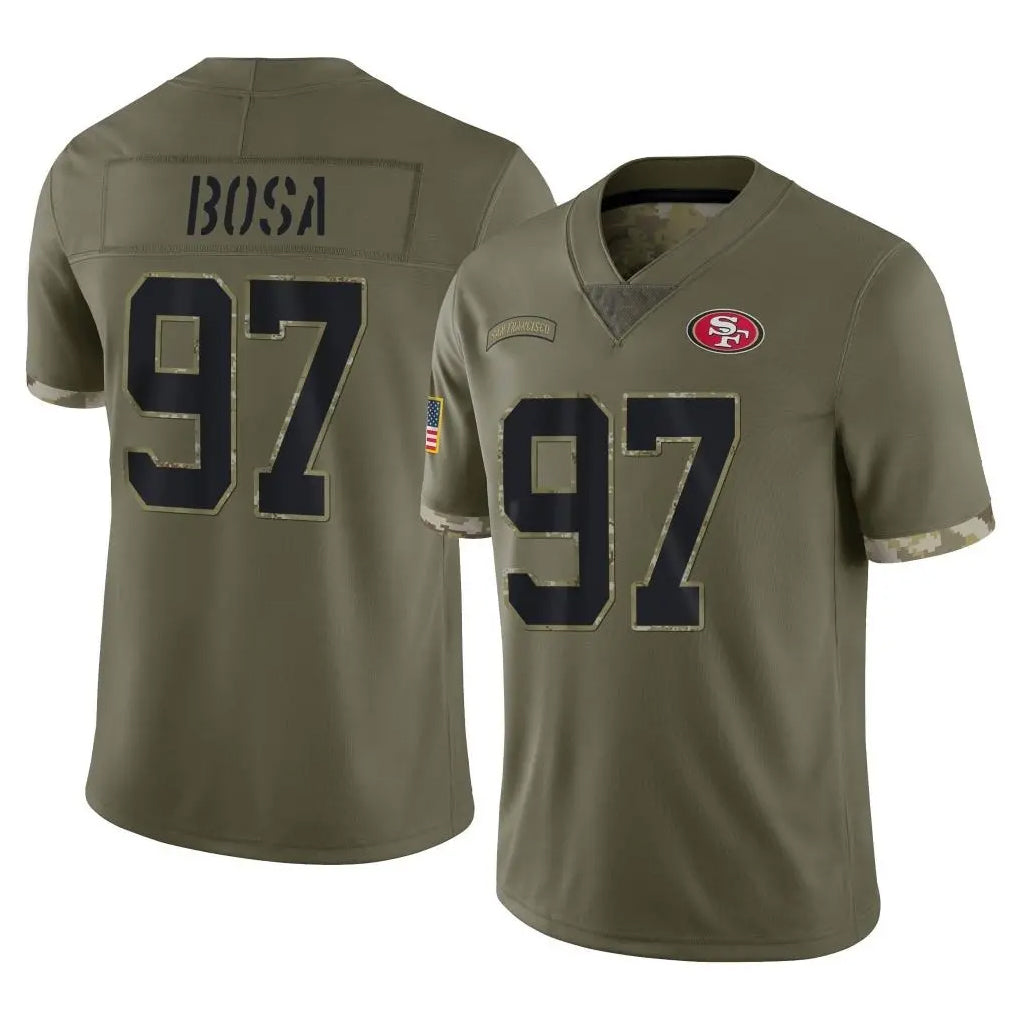 PETTCS SF.49ers #97 Nick Bosa Player Olive Limited Salute To Service Home Game Stitched Jerseys