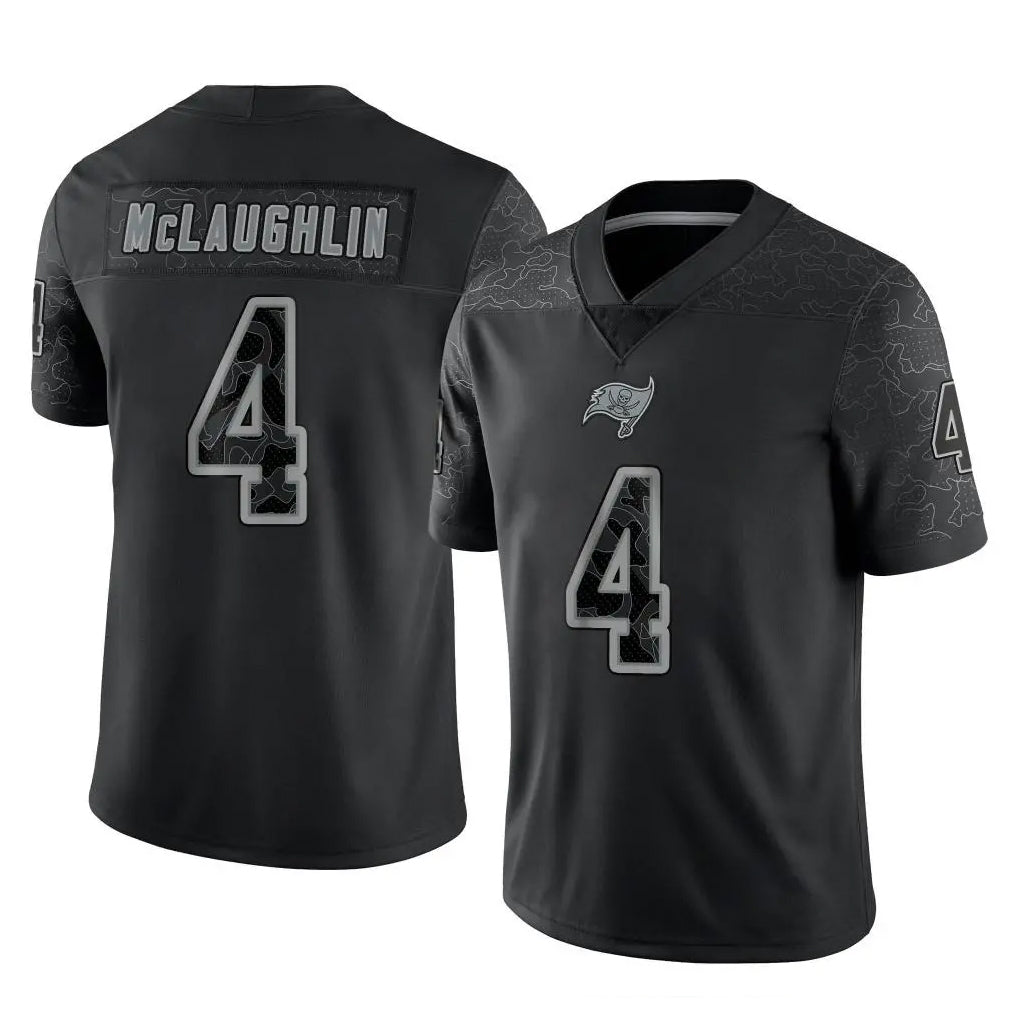 PETTCS TB.Buccaneers #4 Chase McLaughlin Player Black Reflective Limited Home Game Stitched Jerseys