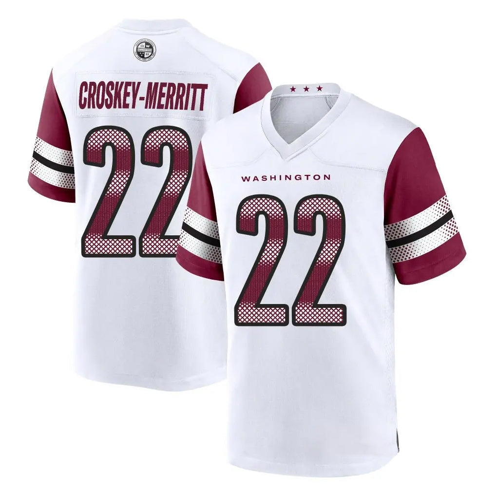 PETTCS W.Commanders #22 Jacory Croskey-Merritt Player White Limited Home Game Stitched Jerseys