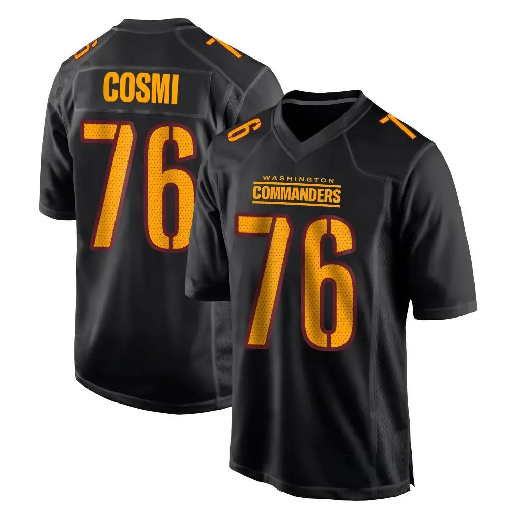 PETTCS W.Commanders #76 Sam Cosmi Player Black Carbon Fashion Home Game Stitched Jerseys
