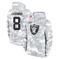 LV.Raiders #8 Kirk Cousins Player Arctic Camo Salute to Service Hoodies Limited Game PETTCS Stitched Jerseys
