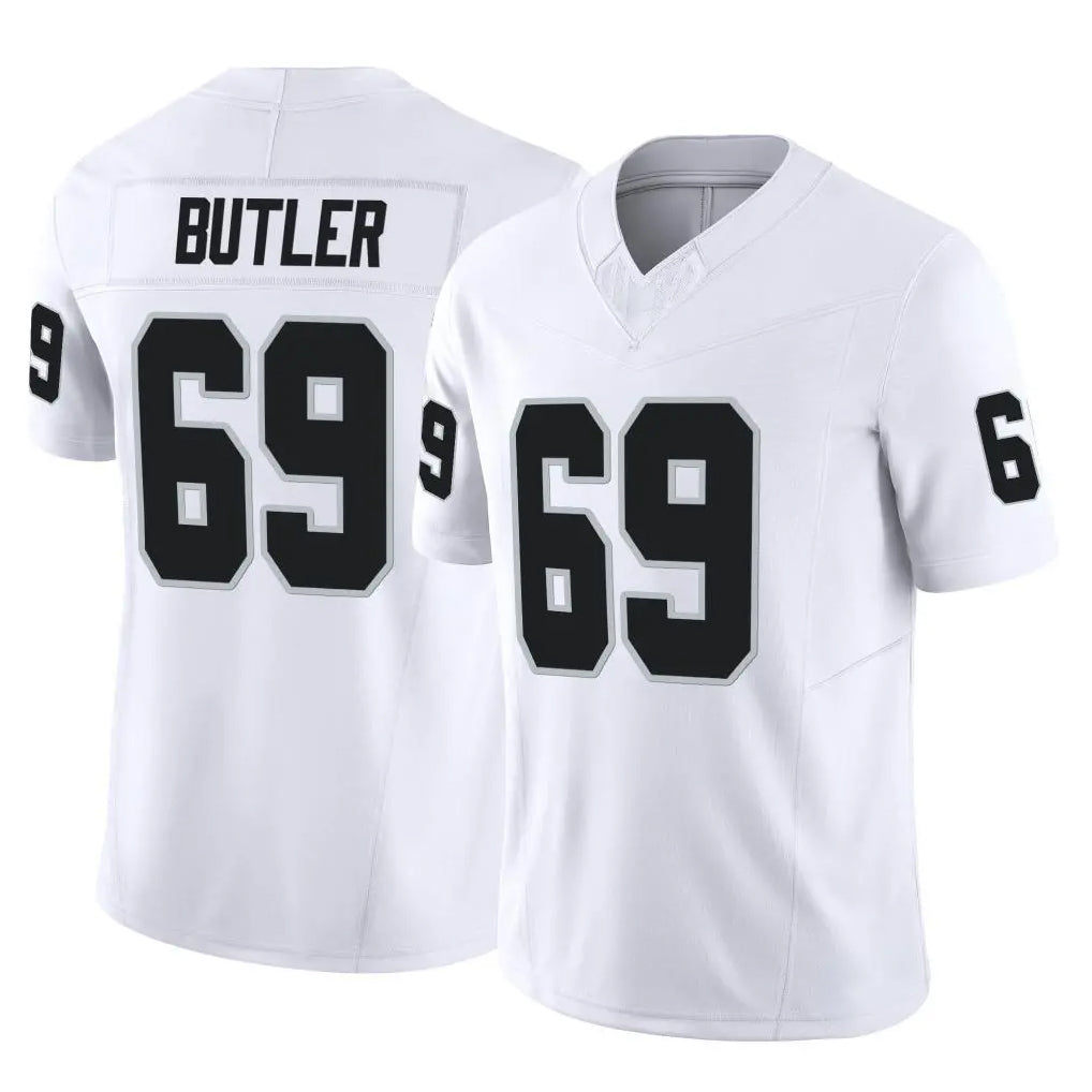 LV.Raiders #69 Adam Butler Player White Limited Vapor F.U.S.E. Home Game PETTCS Stitched Jerseys