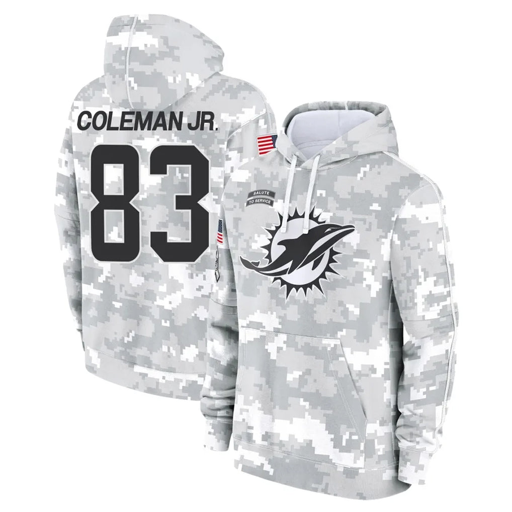 M.Dolphins #83 Kevin Coleman Jr. Player Arctic Camo Salute to Service Hoodies Limited Game PETTCS Stitched Jerseys
