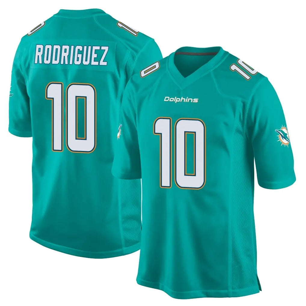 M.Dolphins #10 Jacob Rodriguez Player Aqua Team Color Home Game PETTCS Stitched Jerseys