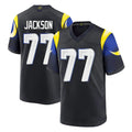 LA.Rams #77 Alaric Jackson Player Black Midnight Rivalries Collection Home Game PETTCS Stitched Jerseys