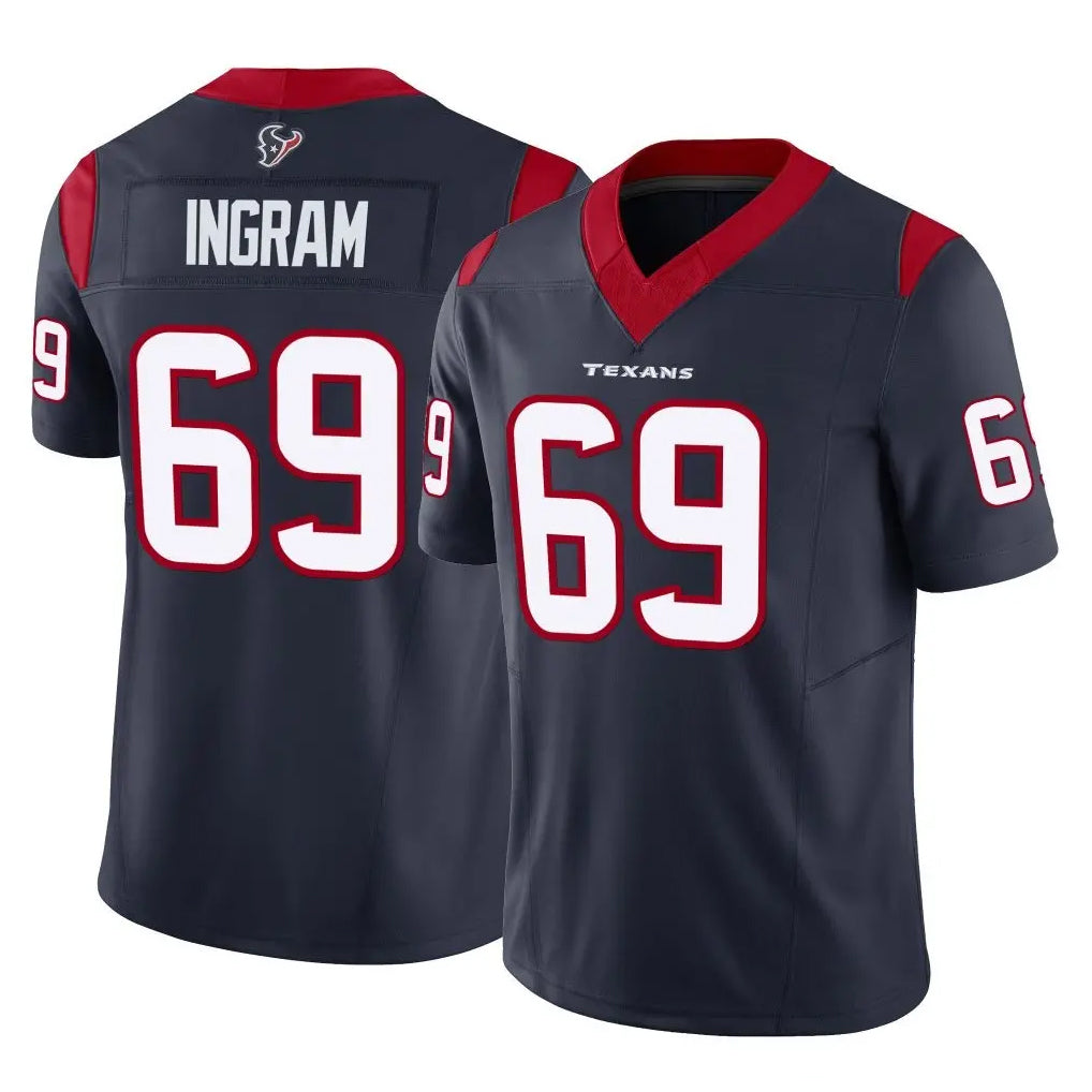 H.Texans #69 Ed Ingram Player Navy Limited Vapor F.U.S.E. Home Game PETTCS Stitched Jerseys