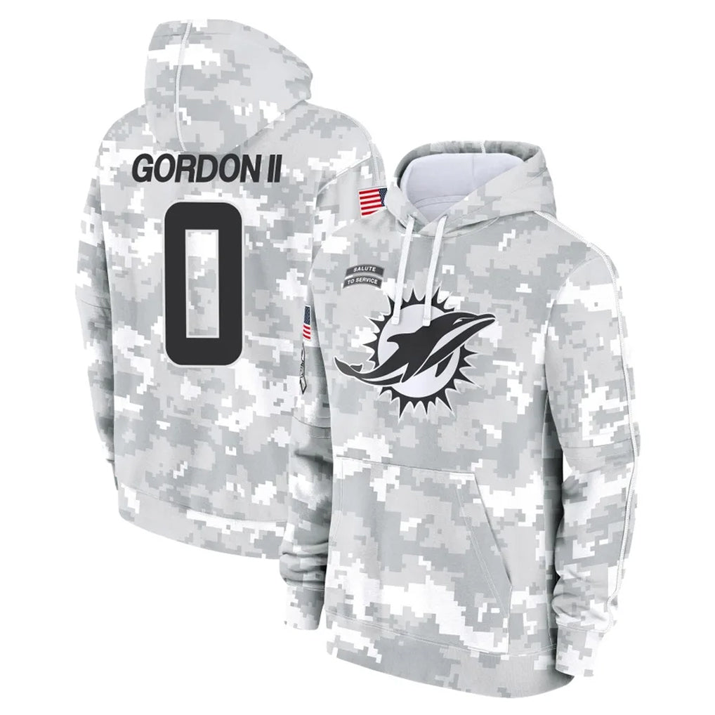 M.Dolphins #0 Ollie Gordon II Player Arctic Camo Salute to Service Hoodies Limited Game PETTCS Stitched Jerseys