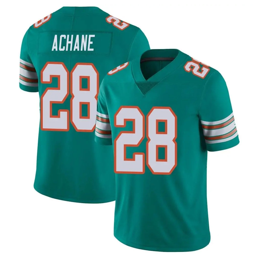 M.Dolphins #28 De'Von Achane Player Aqua Limited Alternate Vapor Untouchable Home Game PETTCS Stitched Jerseys