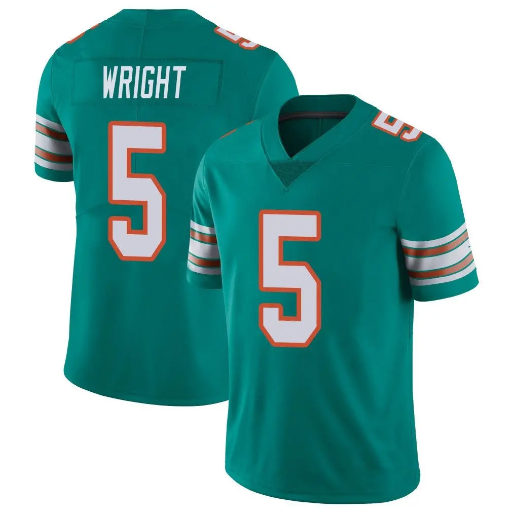 M.Dolphins #5 Jaylen Wright Player Aqua Limited Alternate Vapor Untouchable Home Game PETTCS Stitched Jerseys