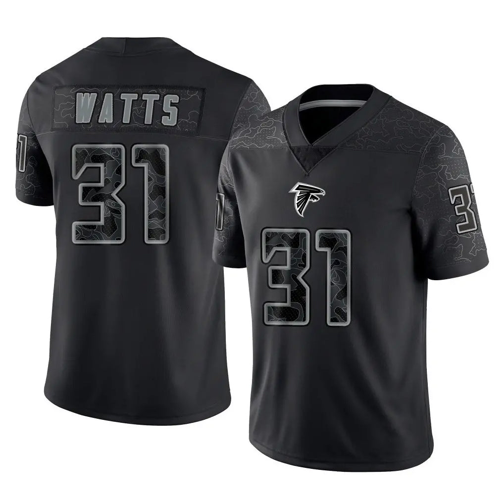 A.Falcons #31 Xavier Watts Player Black RFLCTV Limited Game PETTCS Stitched Jerseys