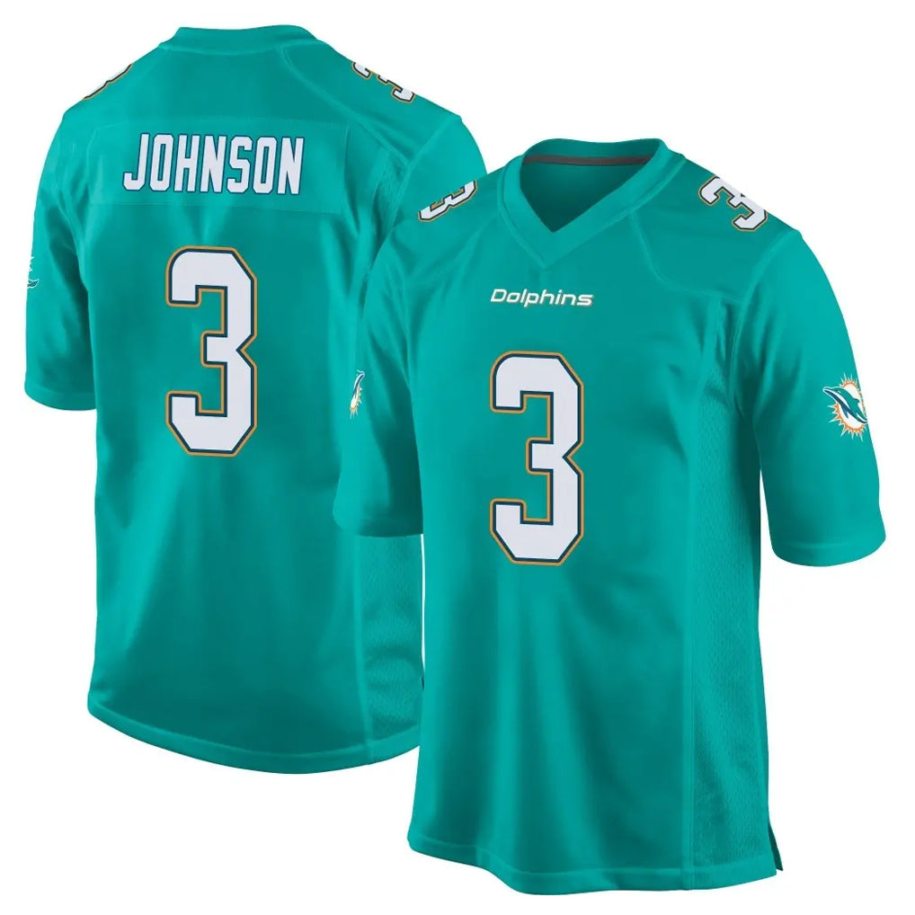 M.Dolphins #3 Chris Johnson Player Aqua Team Color Home Game PETTCS Stitched Jerseys
