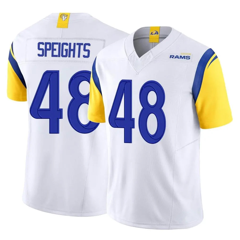 LA.Rams #48 Omar Speights Player White Limited Vapor F.U.S.E. Home Game PETTCS Stitched Jerseys