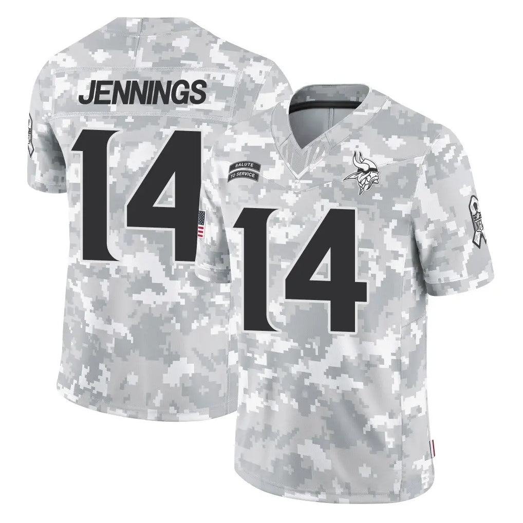 M.Vikings #14 Jauan Jennings Player Arctic Camo Salute To Service Limited Game PETTCS Stitched Jerseys