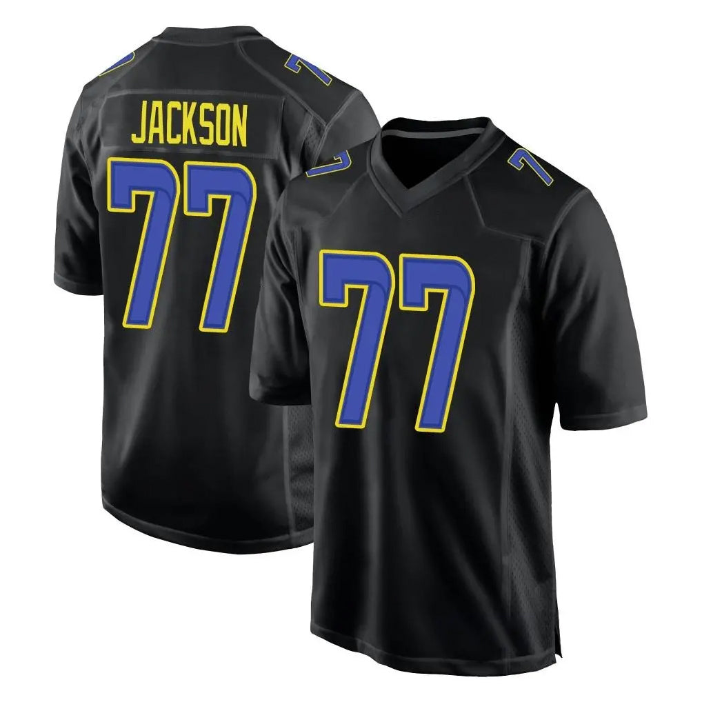LA.Rams #77 Alaric Jackson Player Black Fashion Limited Home Game PETTCS Stitched Jerseys