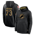 M.Dolphins #73 Austin Jackson Player Black Salute to Service Hoodies Limited Game PETTCS Stitched Jerseys