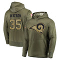 LA.Rams #35 Jaylen Watson Player Olive Salute to Service Pullover Hoodies Home Game PETTCS Stitched Jerseys