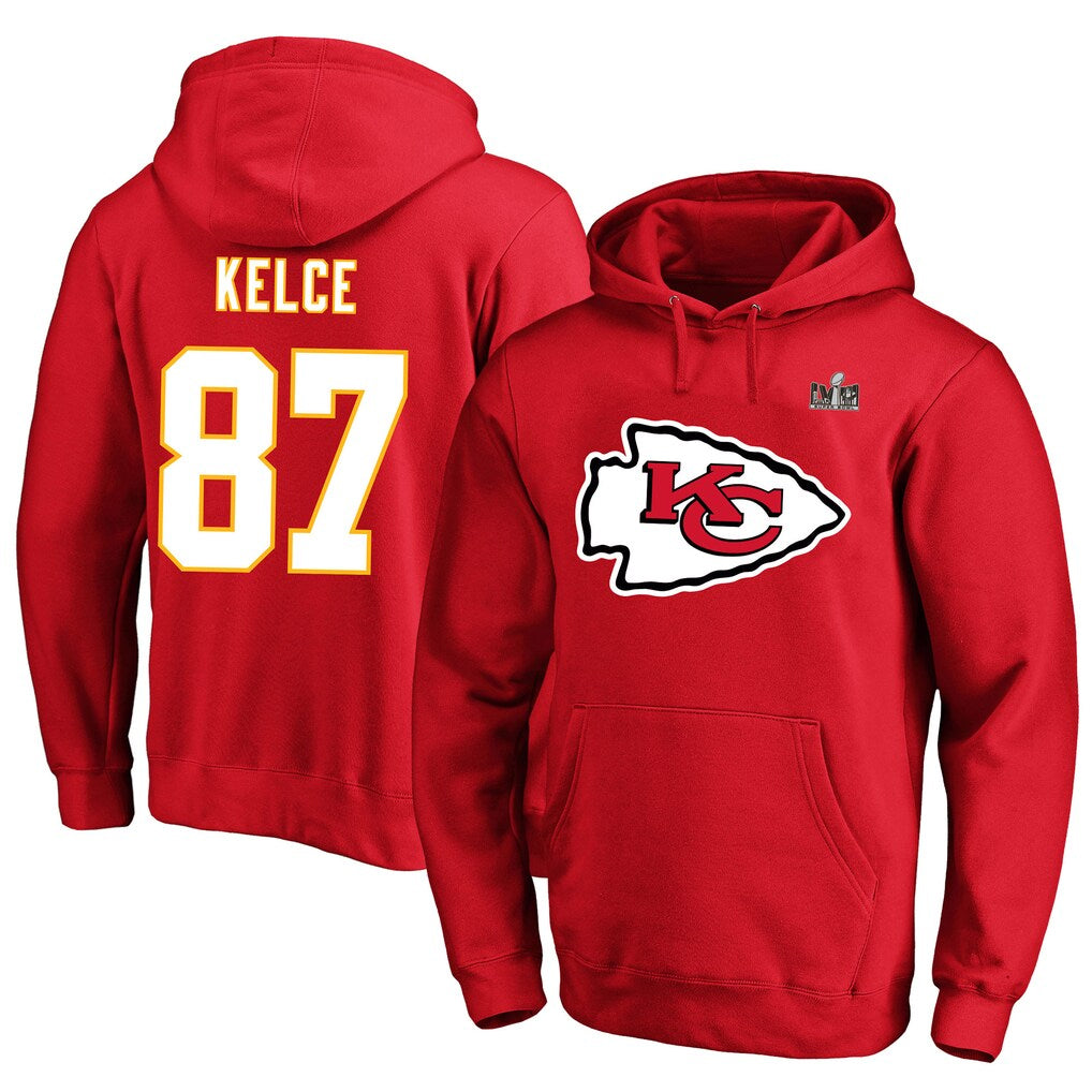 KC.Chiefs #87 Travis Kelce Player Red Pullover Hoodies PETTCS Stitched  Jerseys
