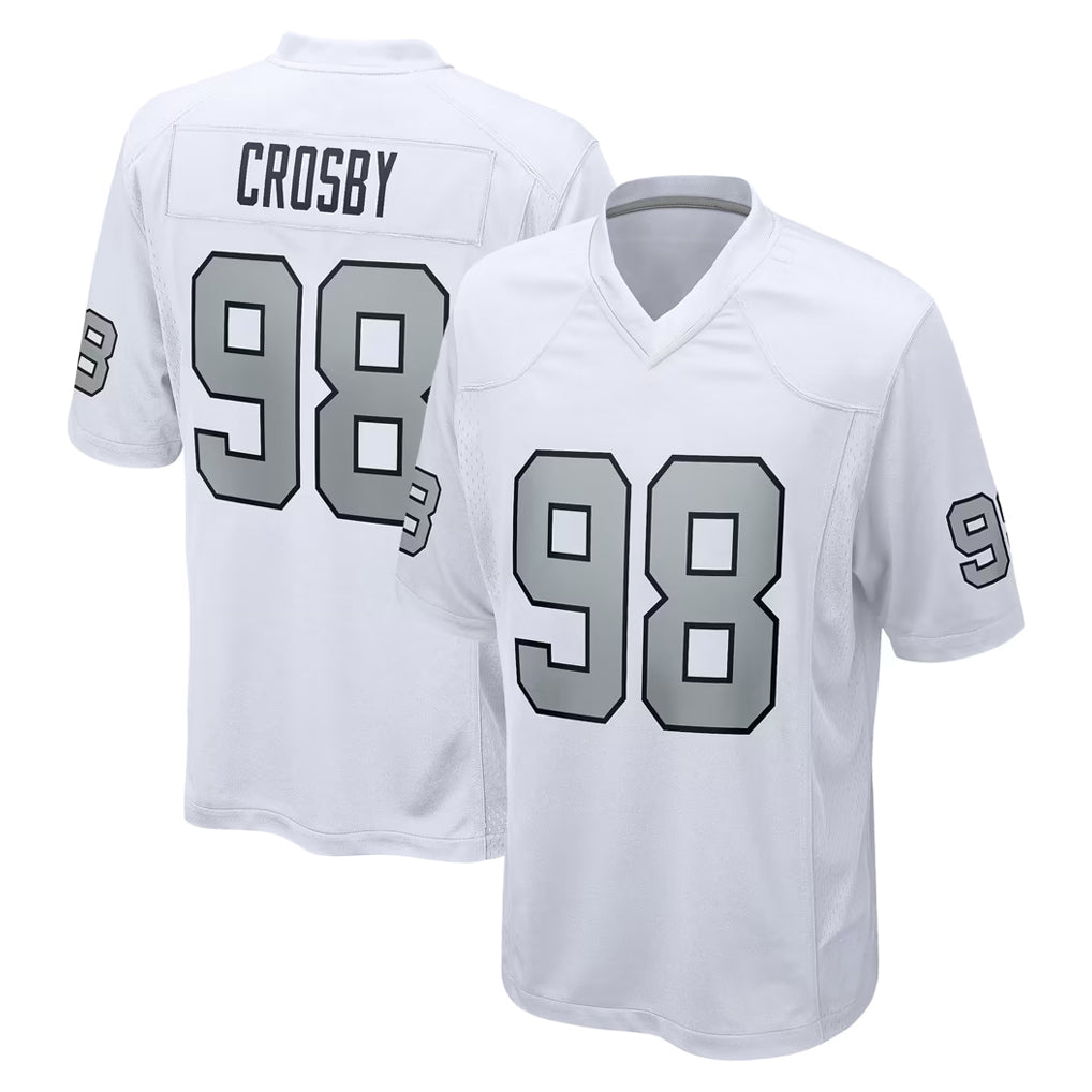 LV.Raiders #98 Maxx Crosby Player White Alternate Home Game PETTCS Stitched Jerseys