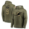 M.Dolphins #9 Joshua Uche Player Olive Salute to Service Pullover Hoodies Home Game PETTCS Stitched Jerseys