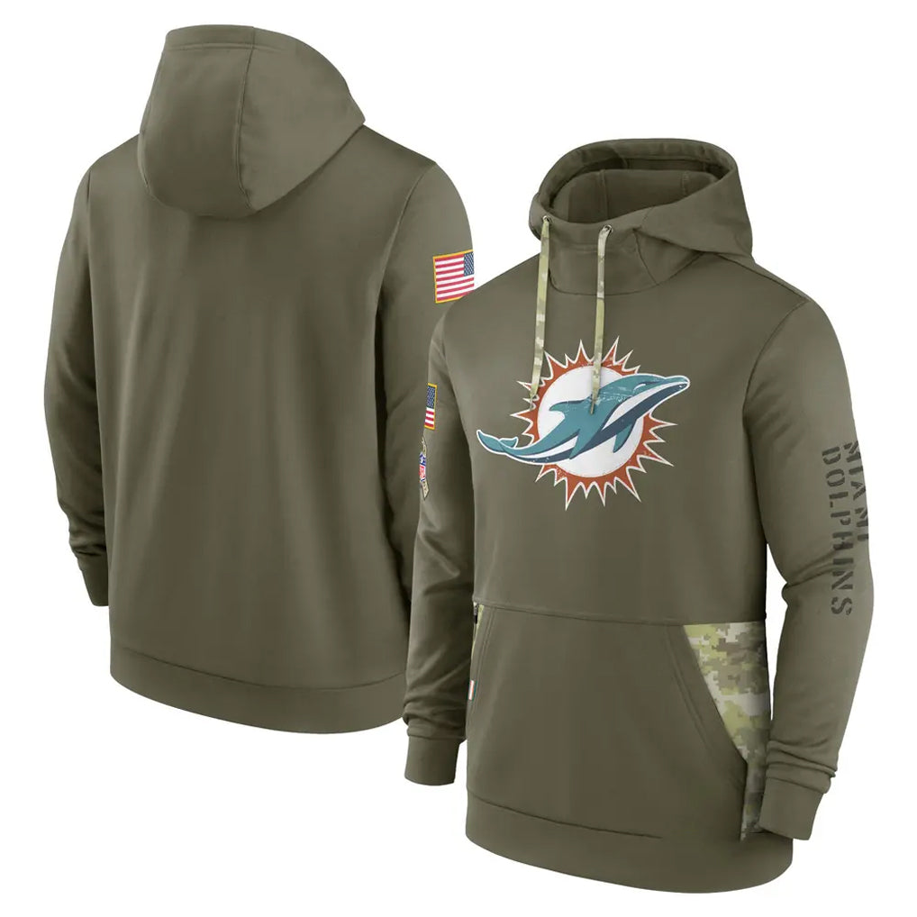 M.Dolphins ## Dolphins Blank Player Olive Salute to Service Pullover Hoodies Home Game PETTCS Stitched Jerseys
