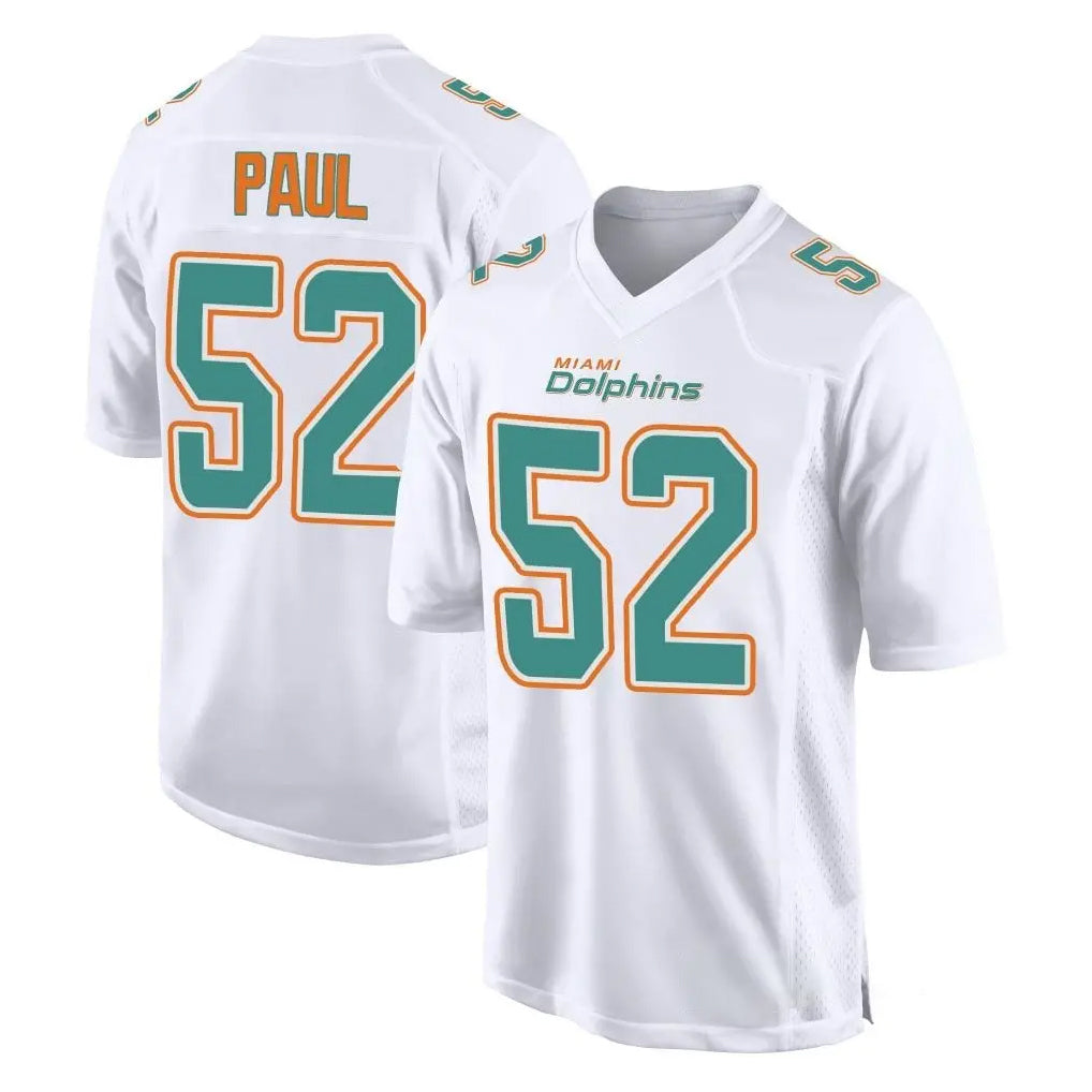 M.Dolphins #52 Patrick Paul Player White Fashion Home Game PETTCS Stitched Jerseys