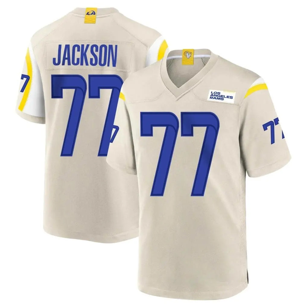 LA.Rams #77 Alaric Jackson Player Bone Home Game PETTCS Stitched Jerseys