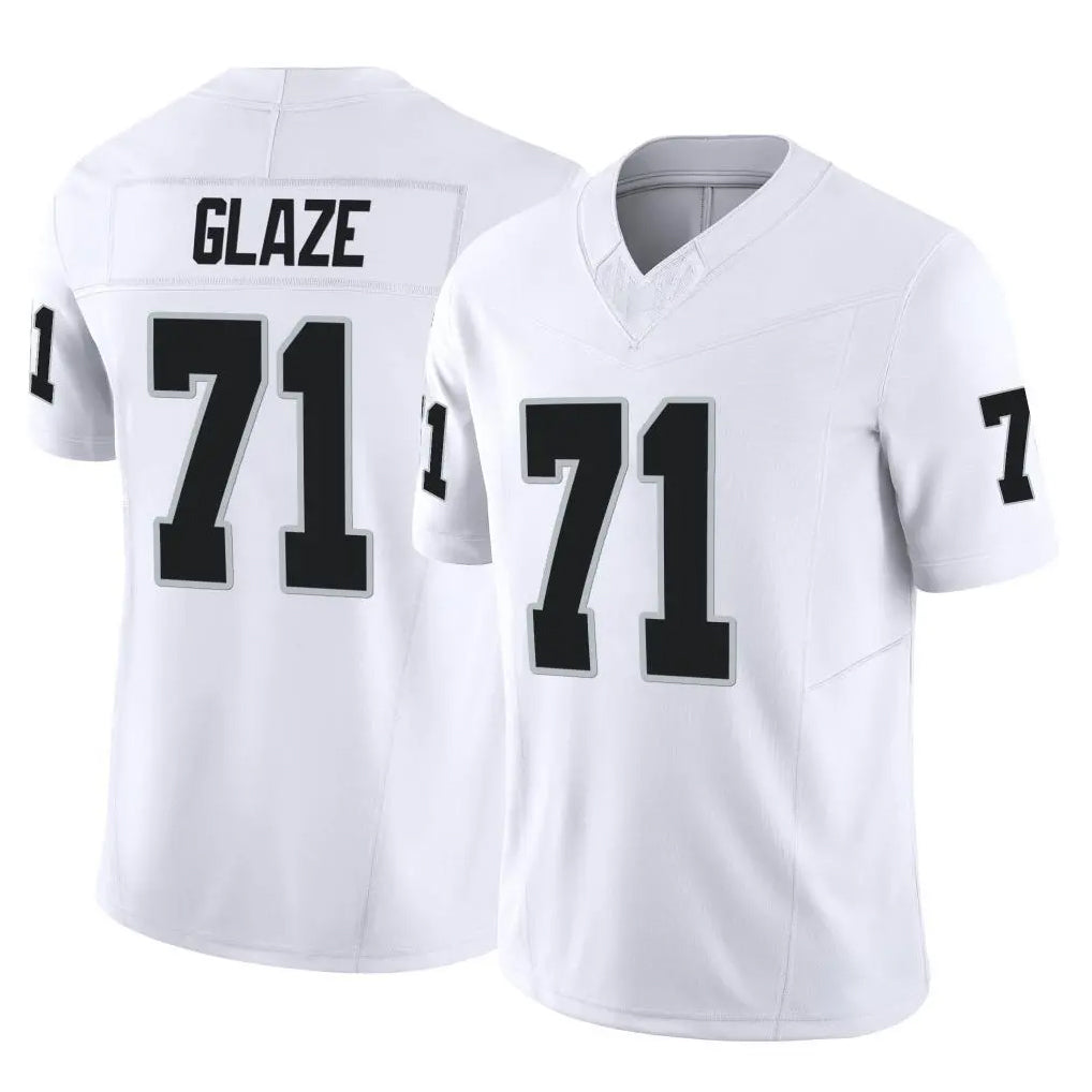 LV.Raiders #71 DJ Glaze Player White Limited Vapor F.U.S.E. Home Game PETTCS Stitched Jerseys