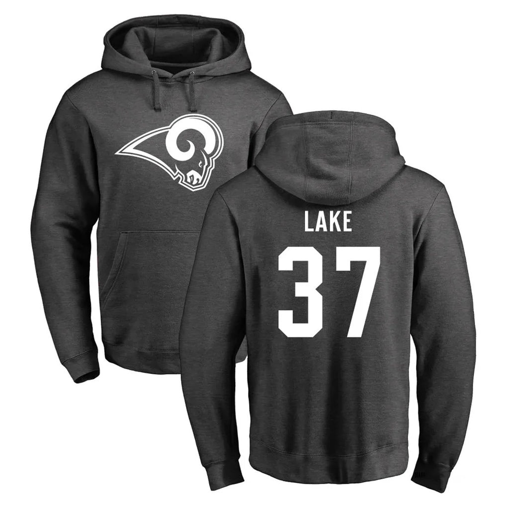 LA.Rams #37 Quentin Lake Player Gray Pullover Hoodie Limited Game PETTCS Stitched Jerseys