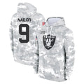 LV.Raiders #9 Jalen Nailor Player Arctic Camo Salute to Service Hoodies Limited Game PETTCS Stitched Jerseys