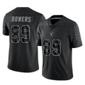 LV.Raiders #89 Brock Bowers Player Black Reflective Limited Game PETTCS Stitched Jerseys