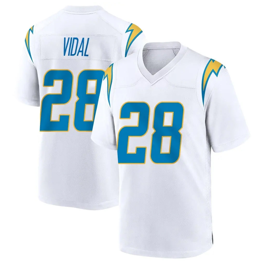 LA.Chargers #28 Kimani Vidal Player White Home Game PETTCS Stitched Jerseys