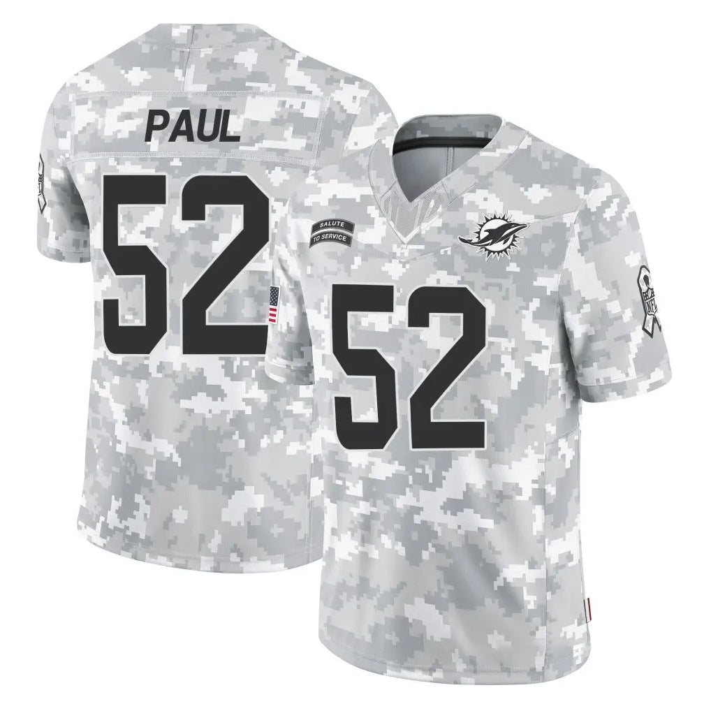 M.Dolphins #52 Patrick Paul Player Arctic Camo Salute To Service Limited Game PETTCS Stitched Jerseys