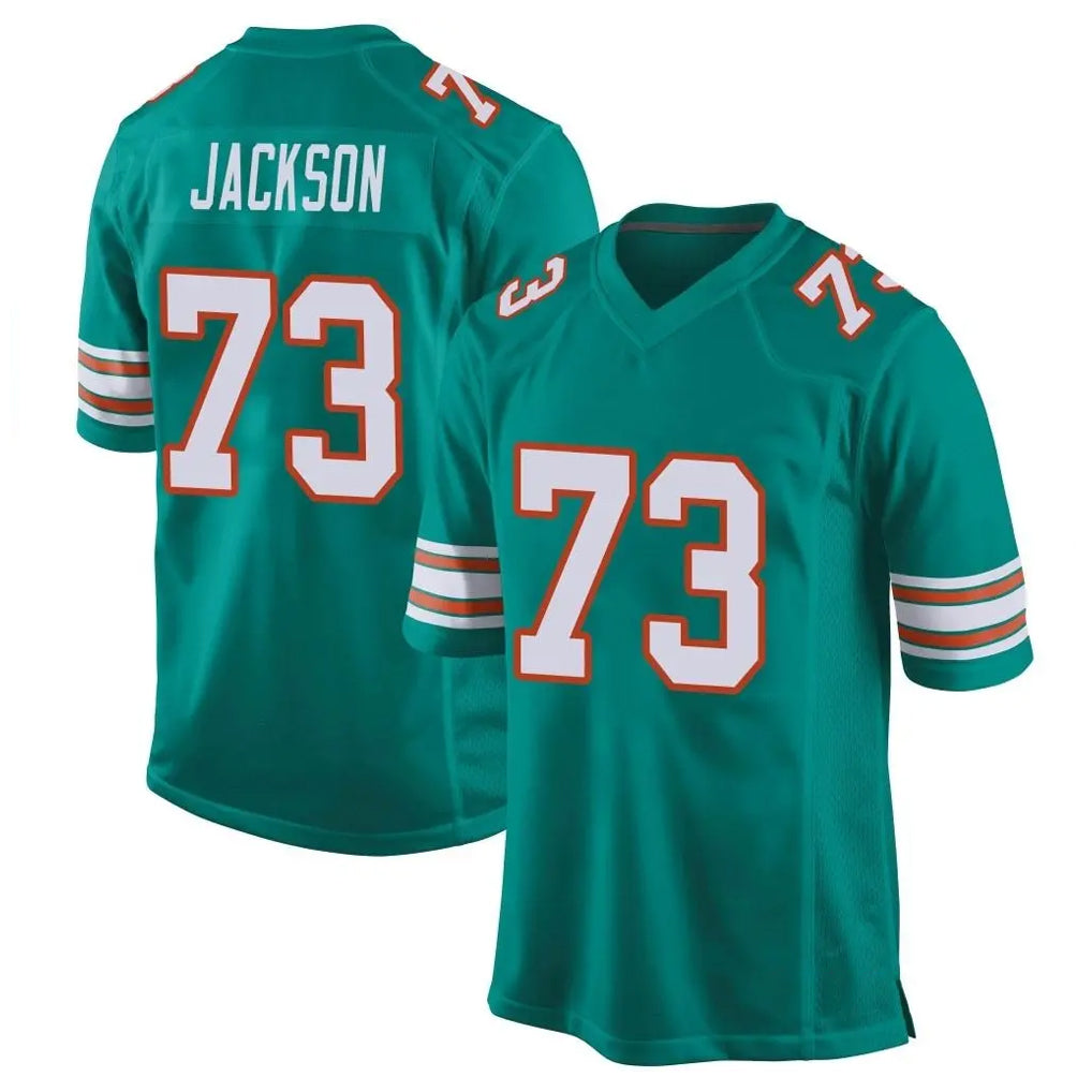 M.Dolphins #73 Austin Jackson Player Aqua Alternate Home Game PETTCS Stitched Jerseys