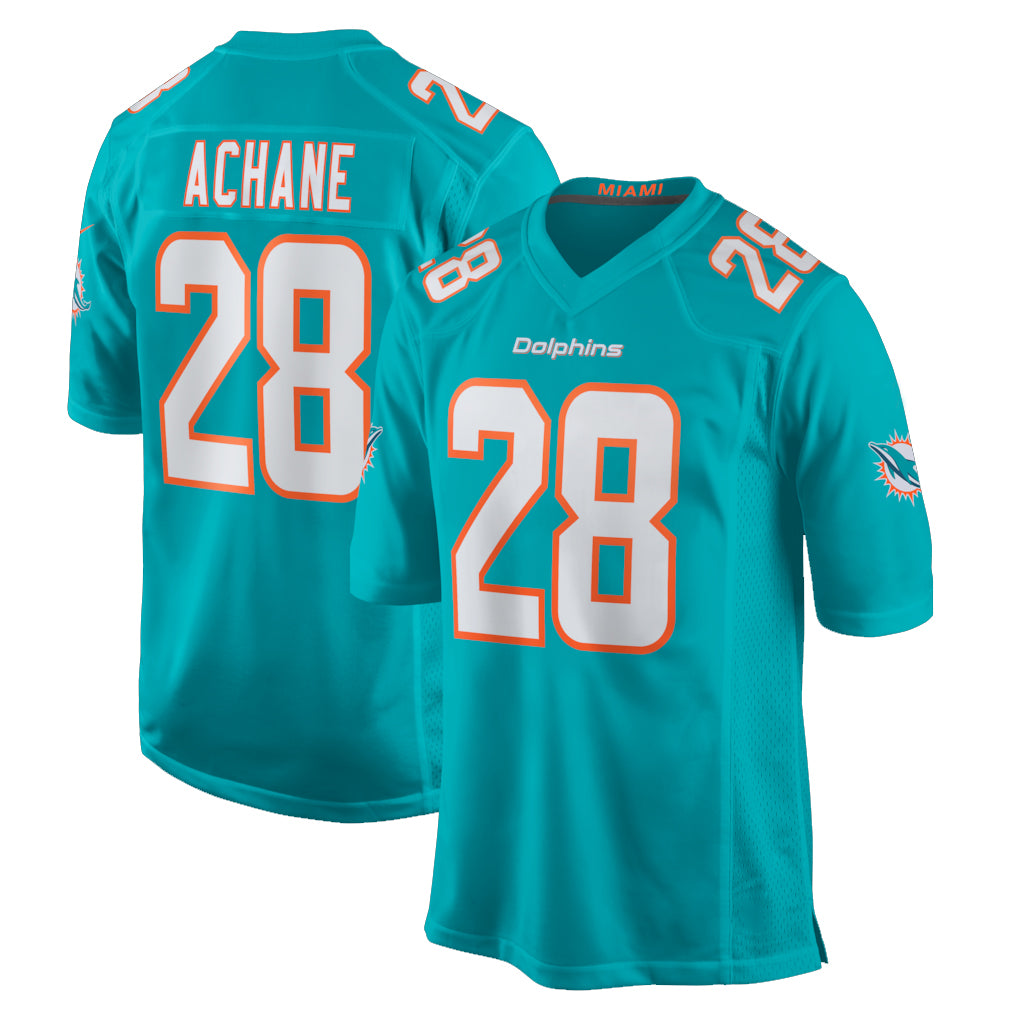 M.Dolphins #28 De'Von Achane Player Aqua Home Game PETTCS Stitched Jerseys